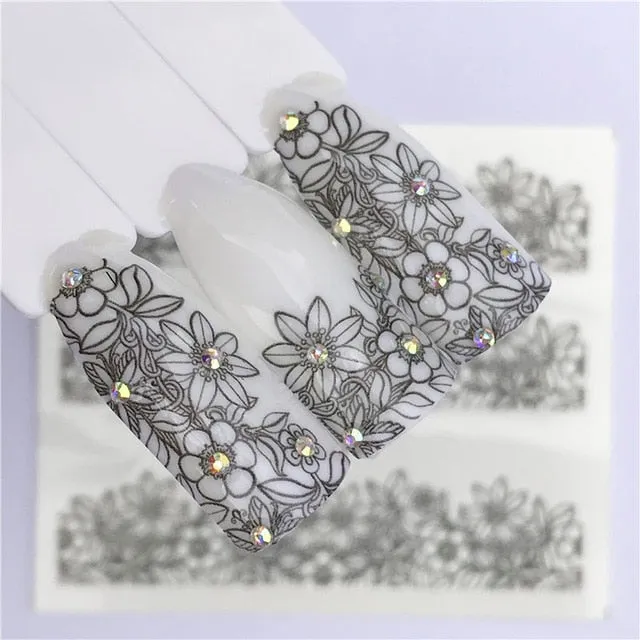 Flower Design  Nail Sticker Decal Water Transfer