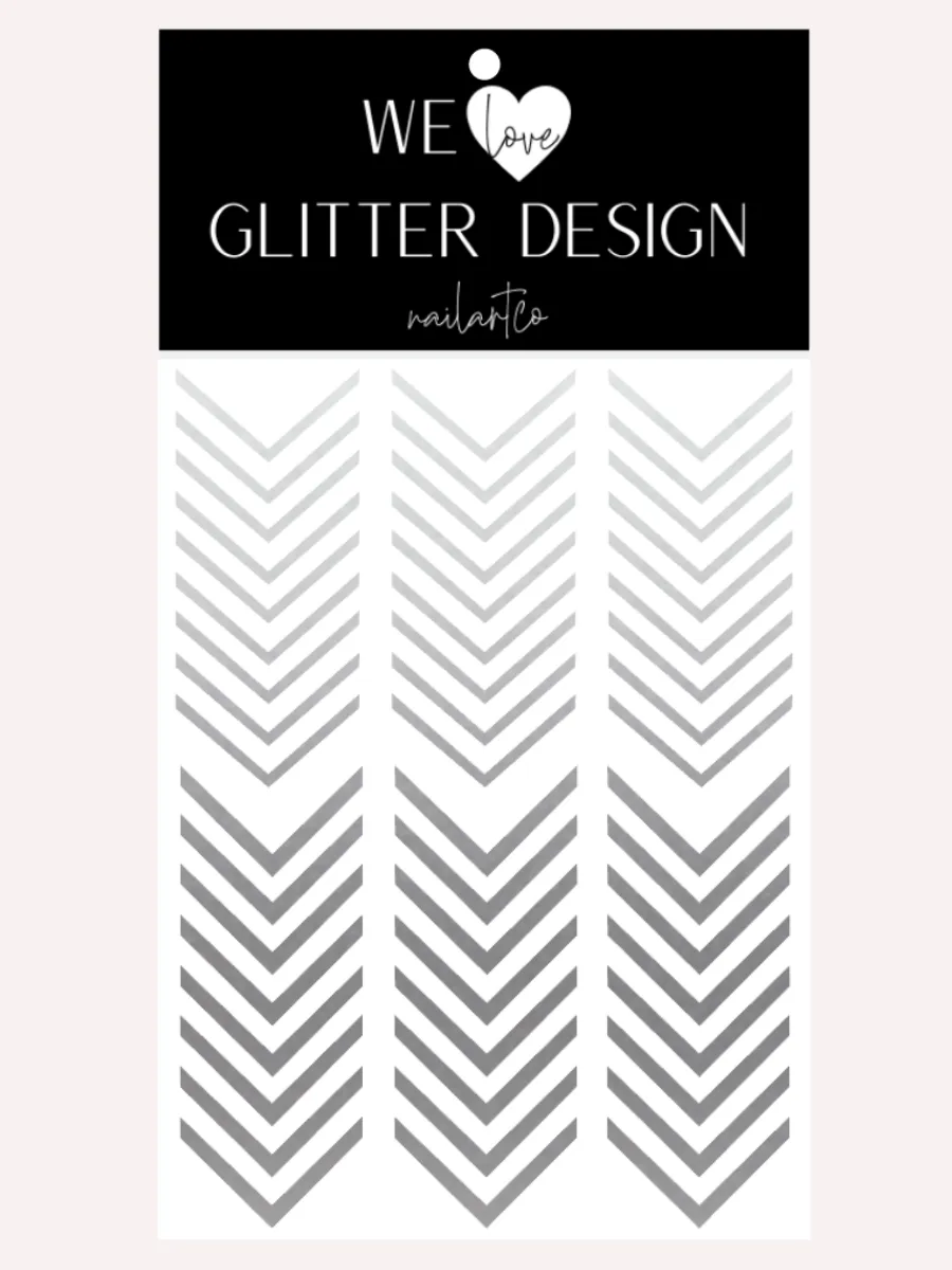 Single V Nail Decals | Silver Shimmer